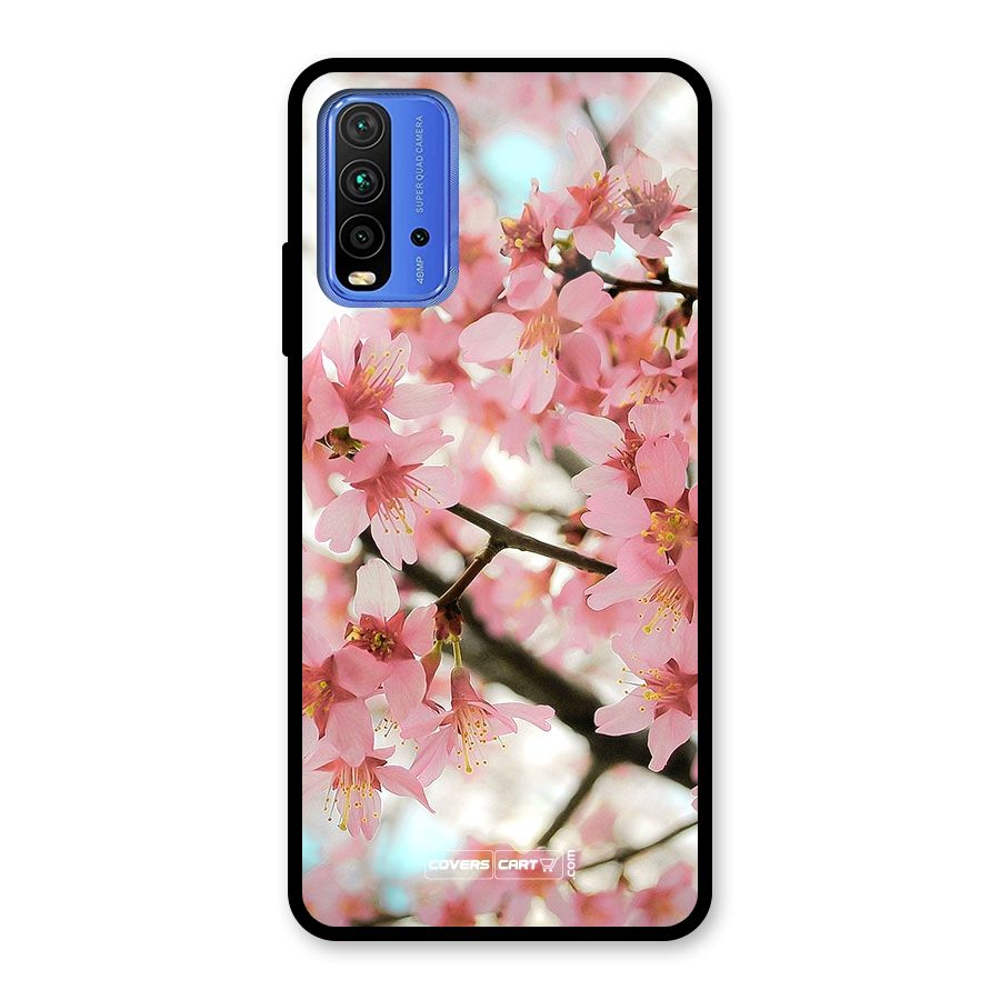 Peach Floral Glass Back Case for Redmi 9 Power