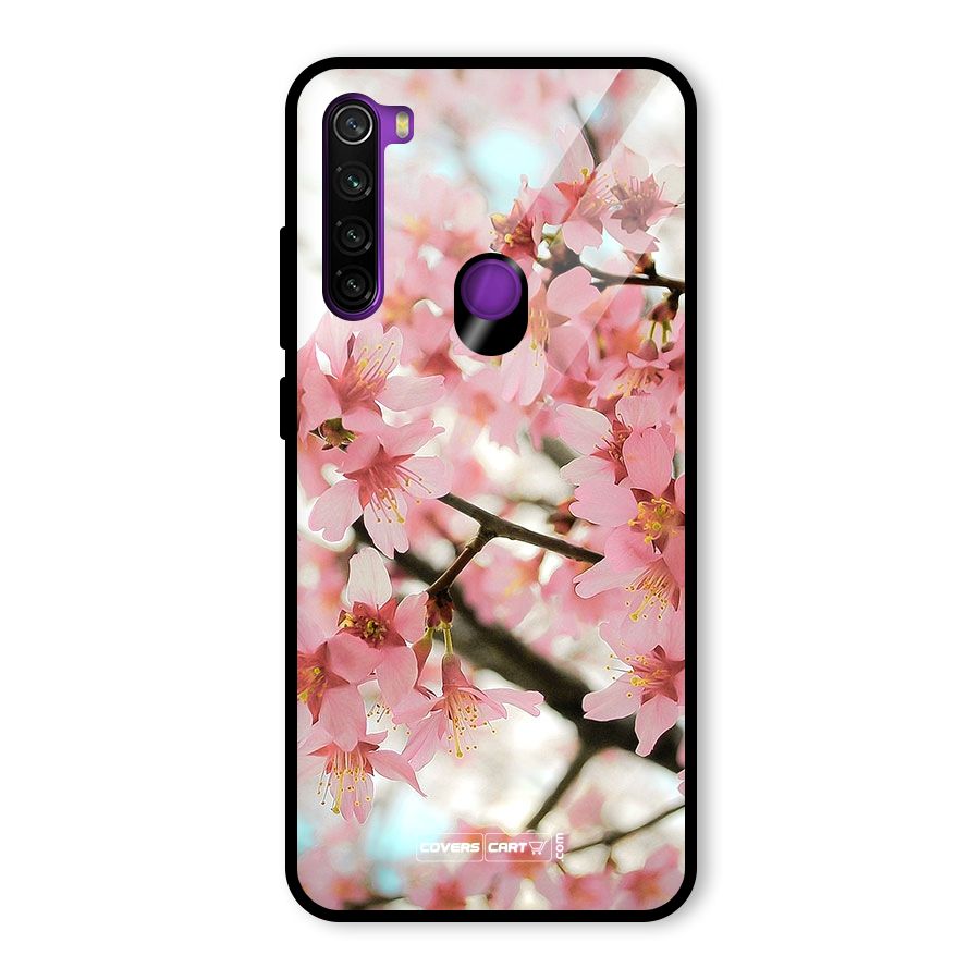 Peach Floral Glass Back Case for Redmi Note 8