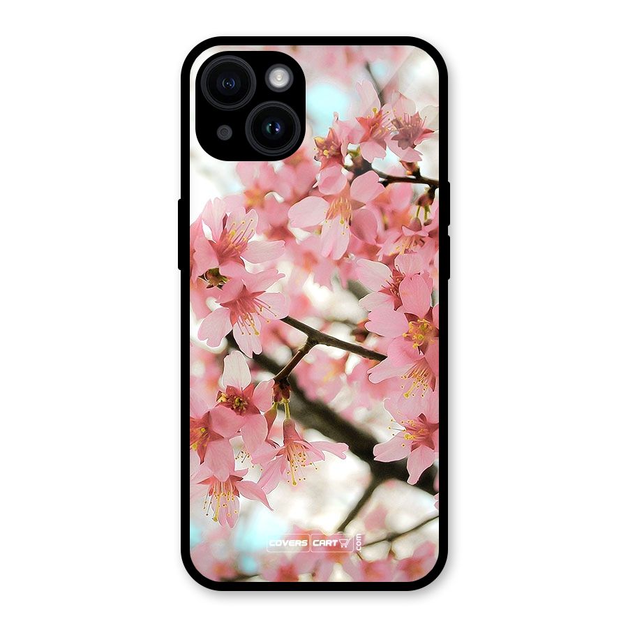 Peach Floral Glass Back Case for iPhone 14