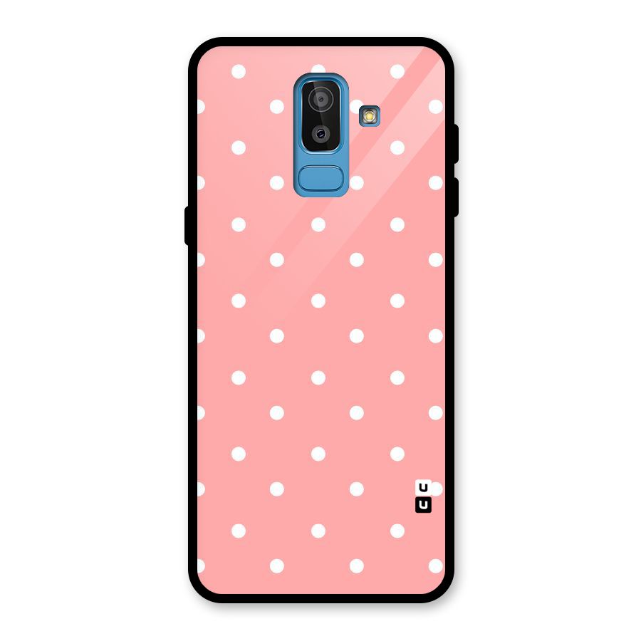 Peach Polka Pattern Glass Back Case for Galaxy J8