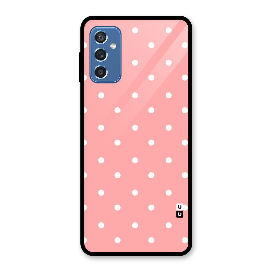 Peach Polka Pattern Glass Back Case for Galaxy M52 5G