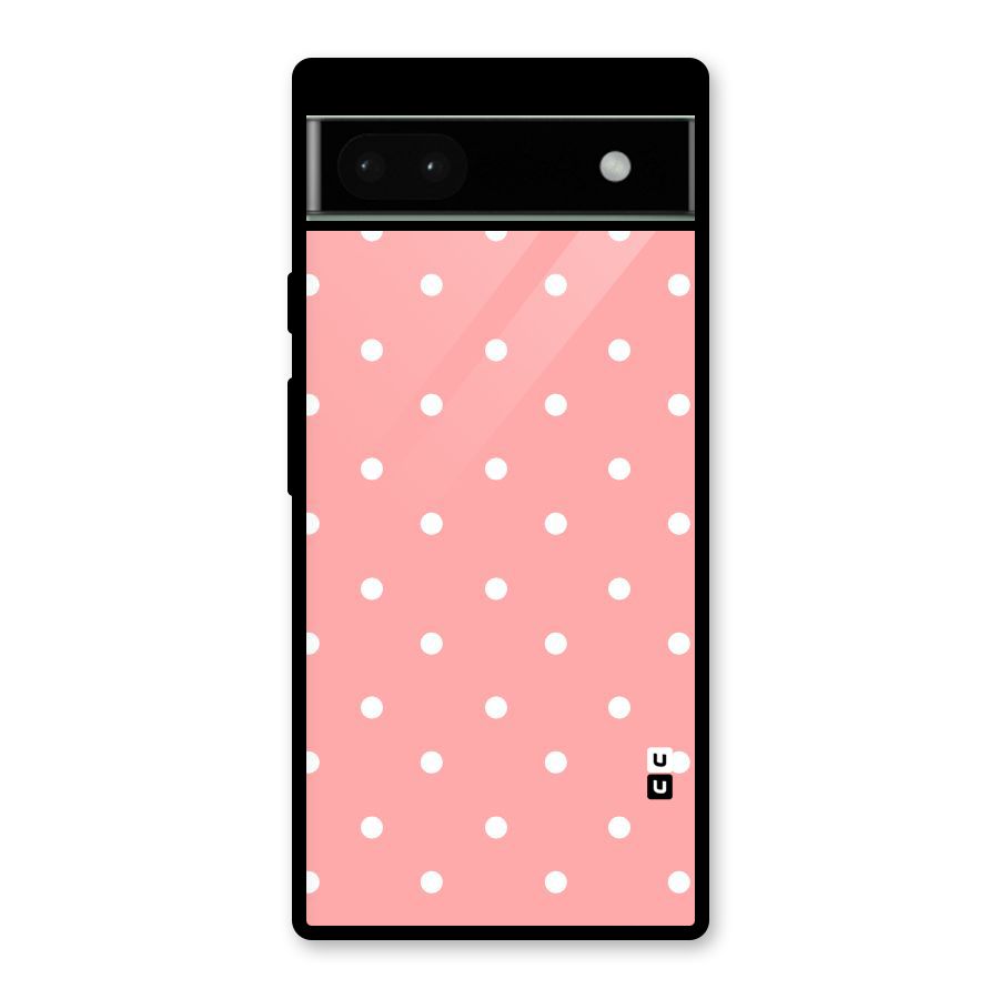 Peach Polka Pattern Glass Back Case for Google Pixel 6a