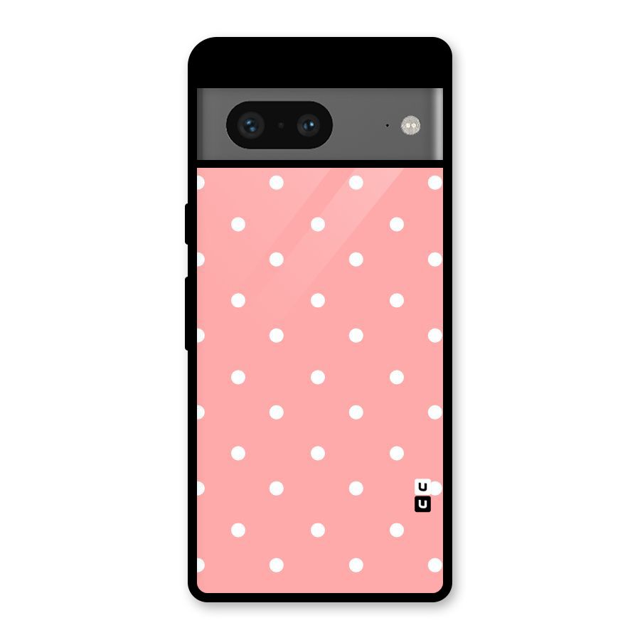 Peach Polka Pattern Glass Back Case for Google Pixel 7