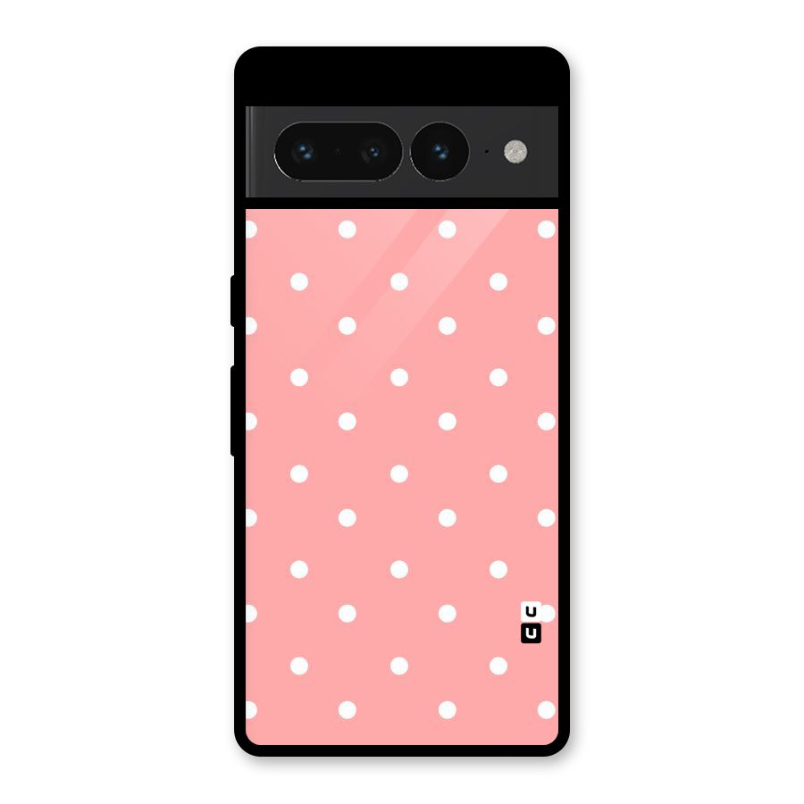 Peach Polka Pattern Glass Back Case for Google Pixel 7 Pro