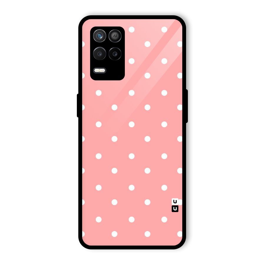 Peach Polka Pattern Glass Back Case for Realme 8 5G