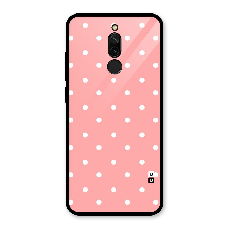 Peach Polka Pattern Glass Back Case for Redmi 8