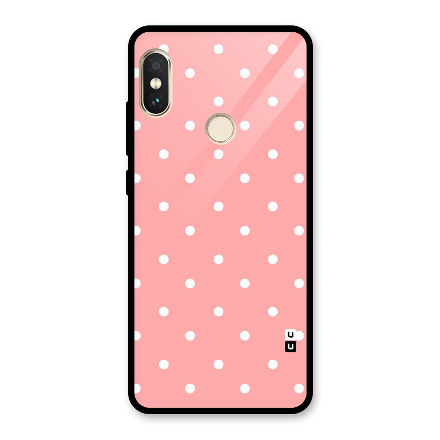 Peach Polka Pattern Glass Back Case for Redmi Note 5 Pro