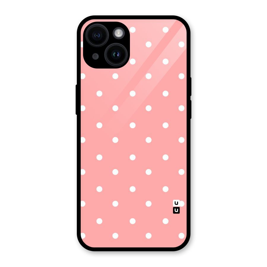 Peach Polka Pattern Glass Back Case for iPhone 14