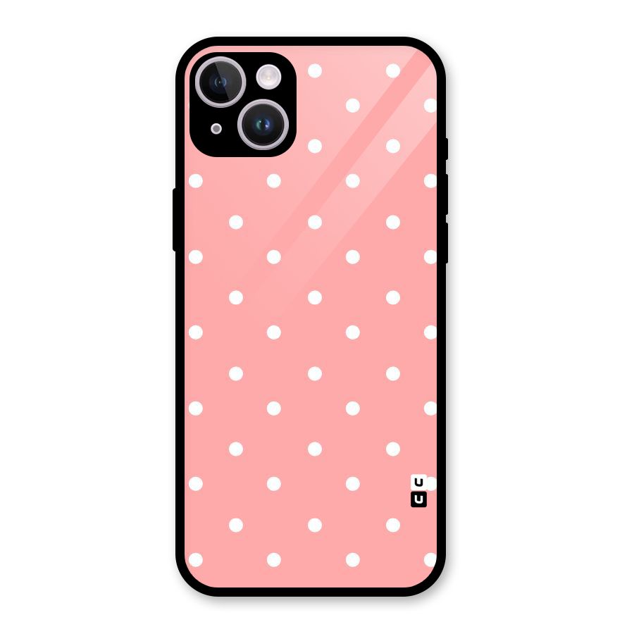 Peach Polka Pattern Glass Back Case for iPhone 14 Plus
