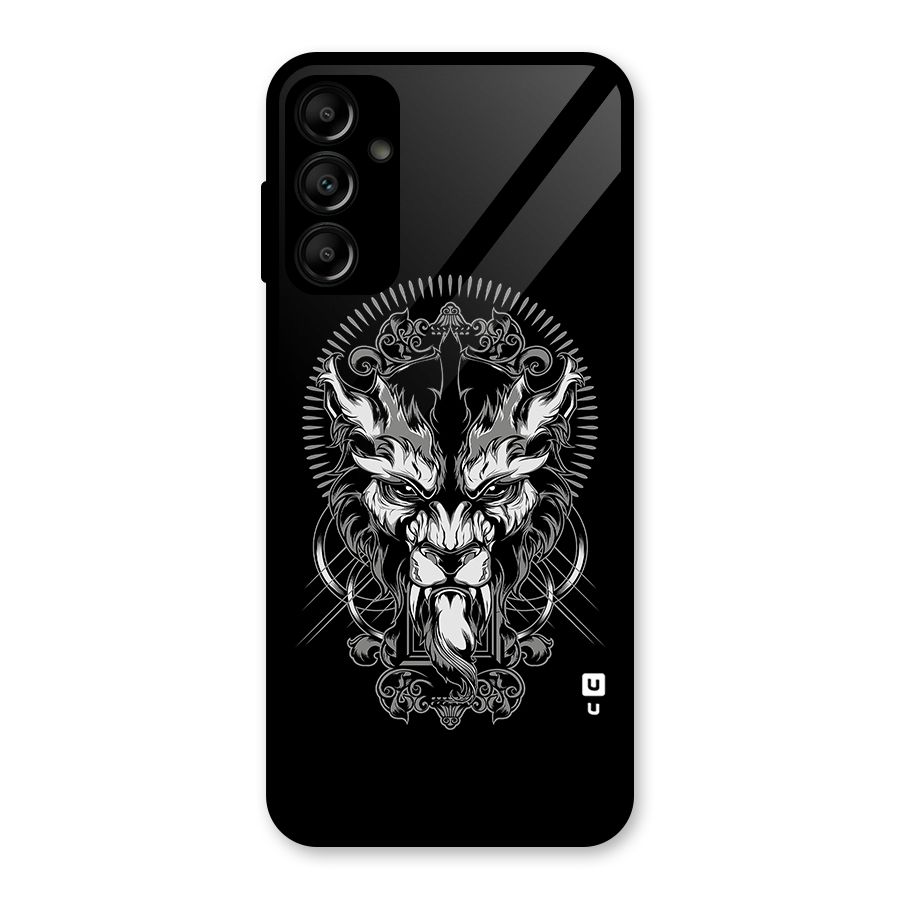 Pencil Art Lion Illustration Glass Back Case for Galaxy A14 5G