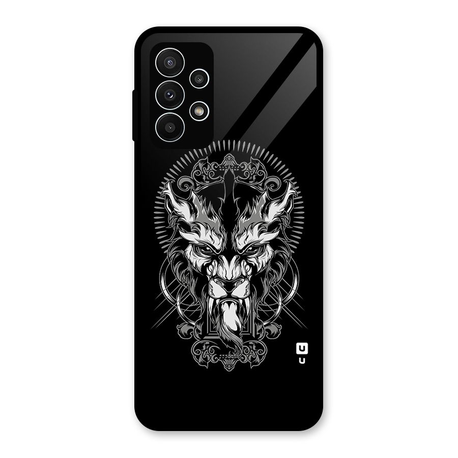 Pencil Art Lion Illustration Glass Back Case for Galaxy A23