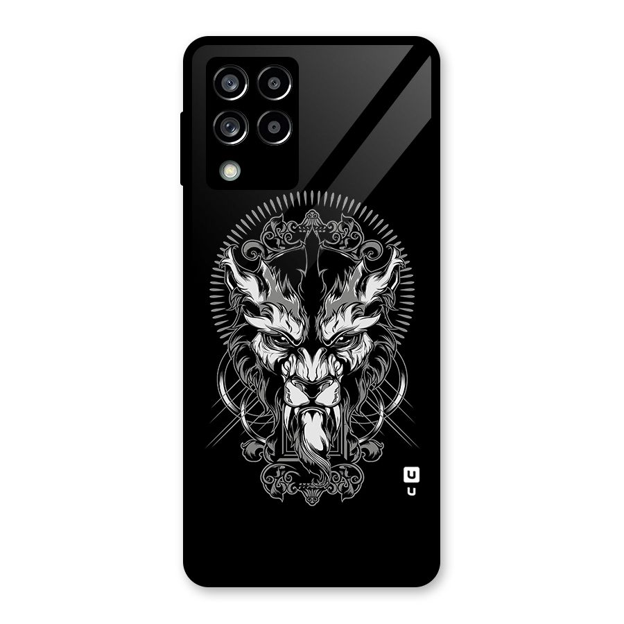 Pencil Art Lion Illustration Glass Back Case for Galaxy M53 5G
