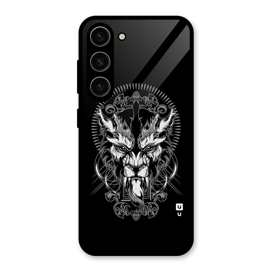 Pencil Art Lion Illustration Glass Back Case for Galaxy S23