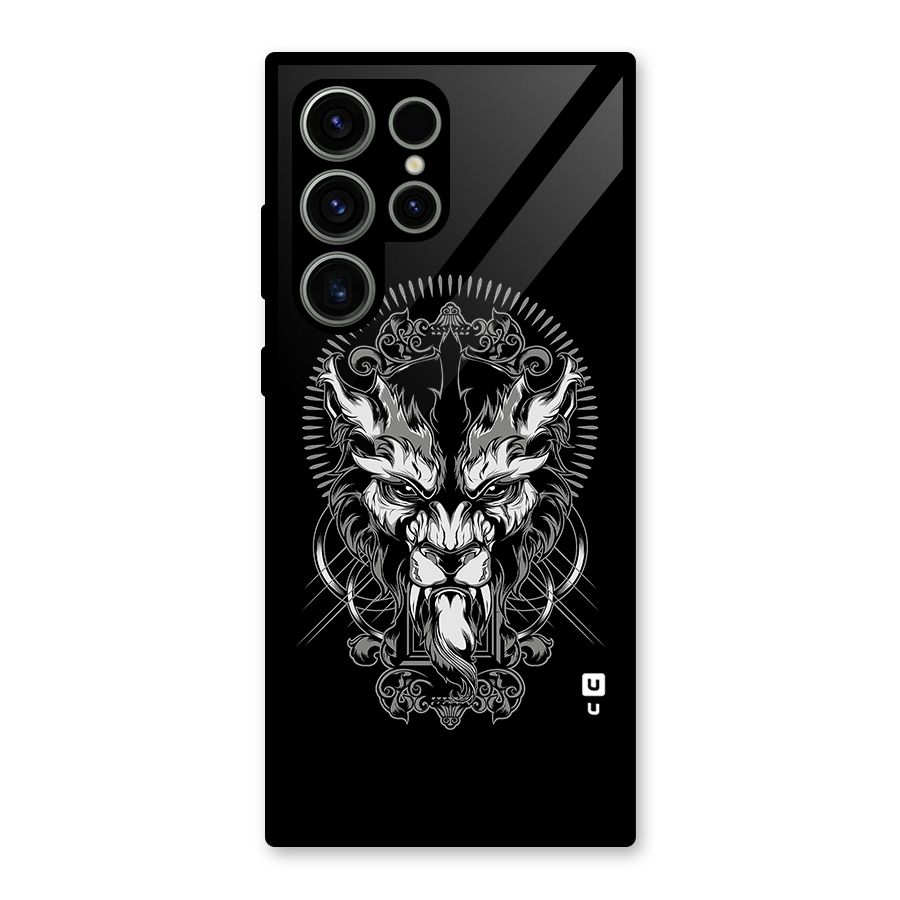 Pencil Art Lion Illustration Glass Back Case for Galaxy S23 Ultra