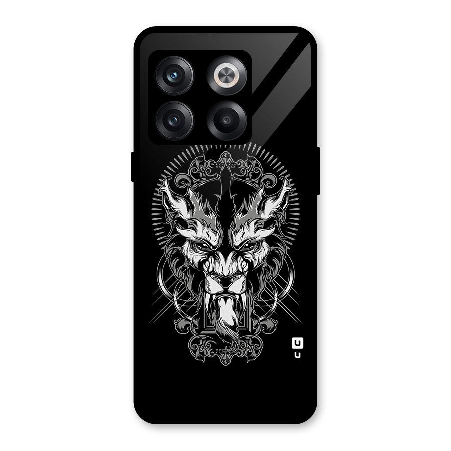 Pencil Art Lion Illustration Glass Back Case for OnePlus 10T