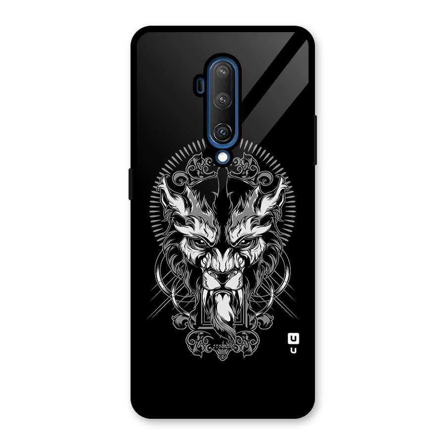 Pencil Art Lion Illustration Glass Back Case for OnePlus 7T Pro