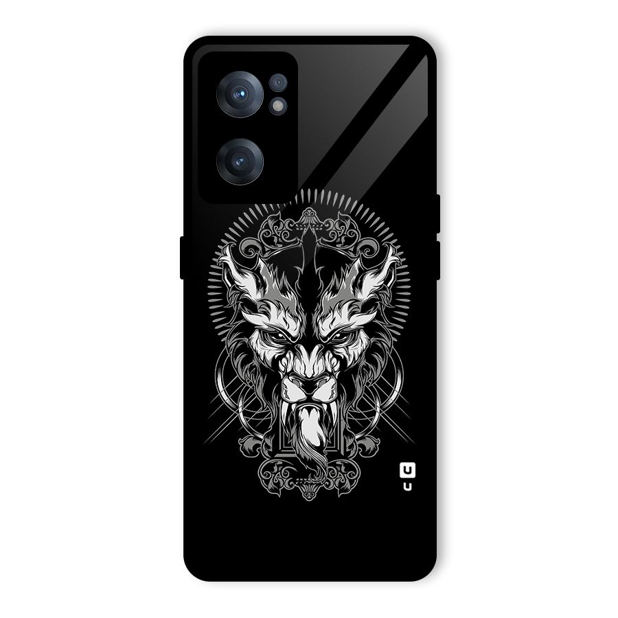 Pencil Art Lion Illustration Glass Back Case for OnePlus Nord CE 2 5G