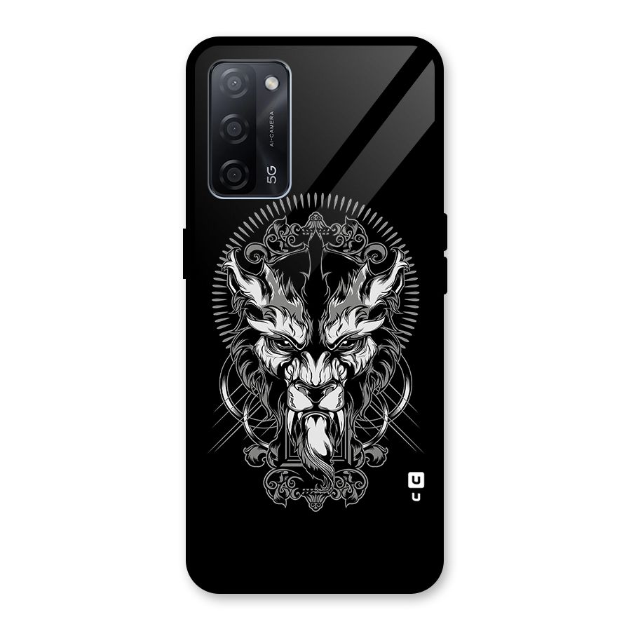 Pencil Art Lion Illustration Glass Back Case for Oppo A53s 5G