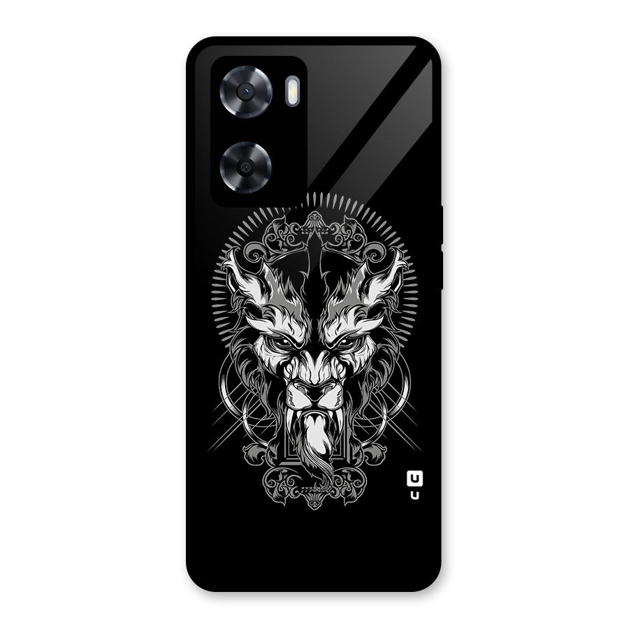 Pencil Art Lion Illustration Glass Back Case for Oppo A57 2022
