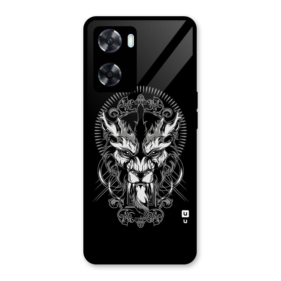 Pencil Art Lion Illustration Glass Back Case for Oppo A77