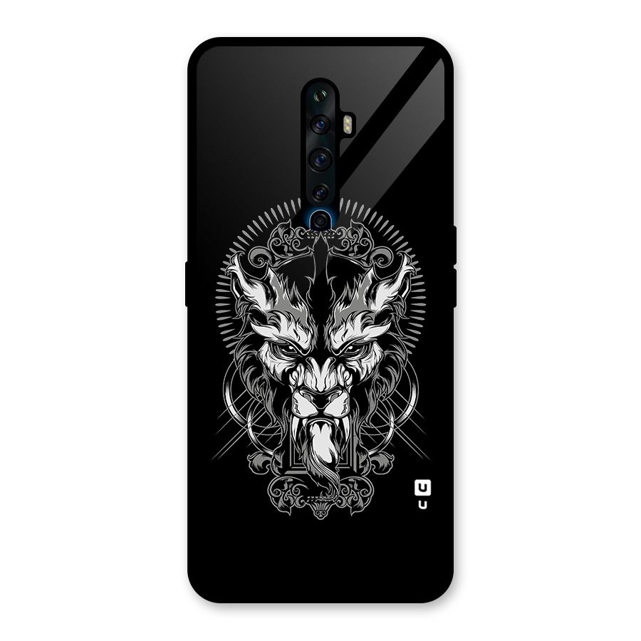 Pencil Art Lion Illustration Glass Back Case for Oppo Reno2 F