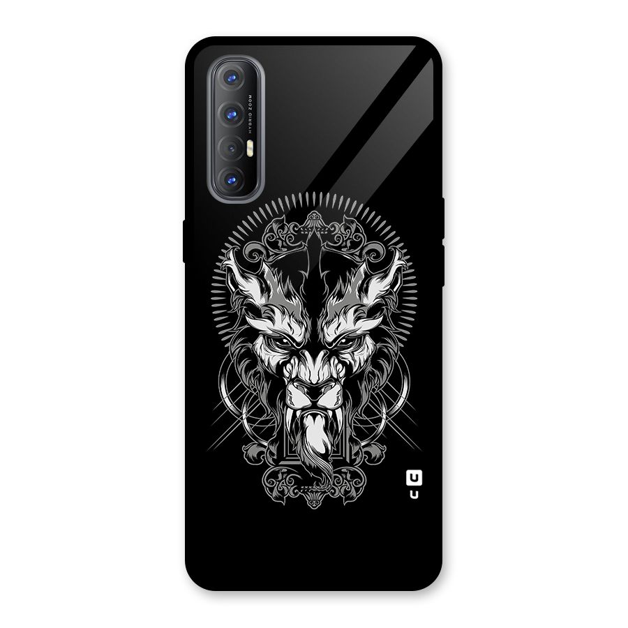 Pencil Art Lion Illustration Glass Back Case for Oppo Reno3 Pro