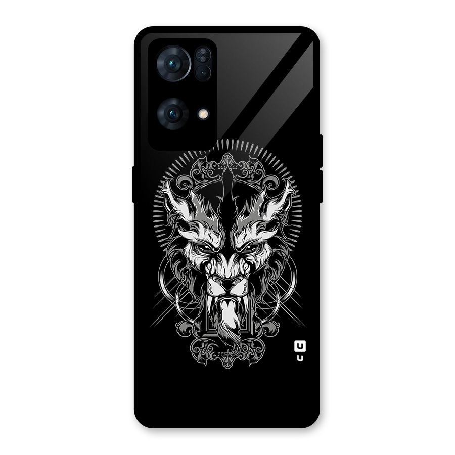 Pencil Art Lion Illustration Glass Back Case for Oppo Reno7 Pro 5G