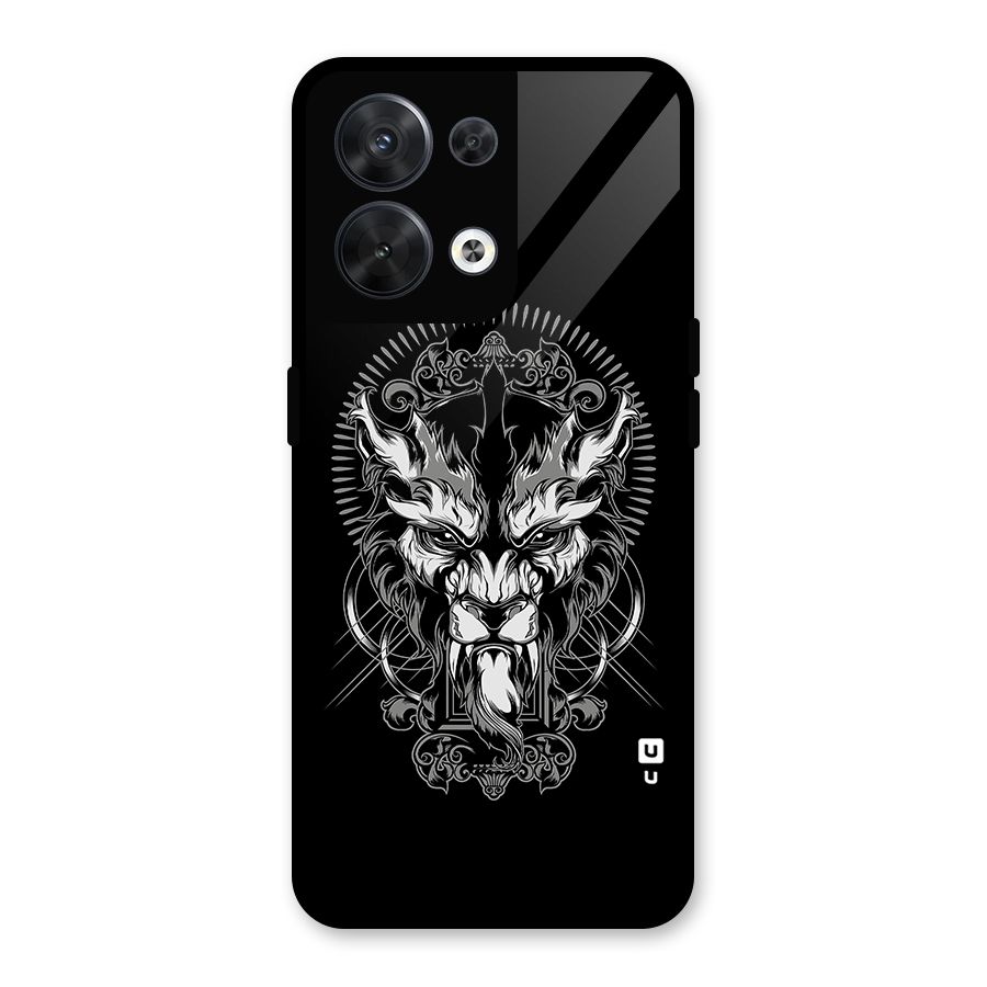 Pencil Art Lion Illustration Glass Back Case for Oppo Reno8 5G