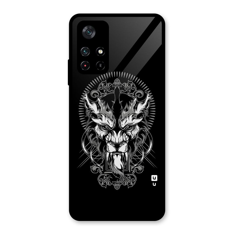 Pencil Art Lion Illustration Glass Back Case for Poco M4 Pro 5G