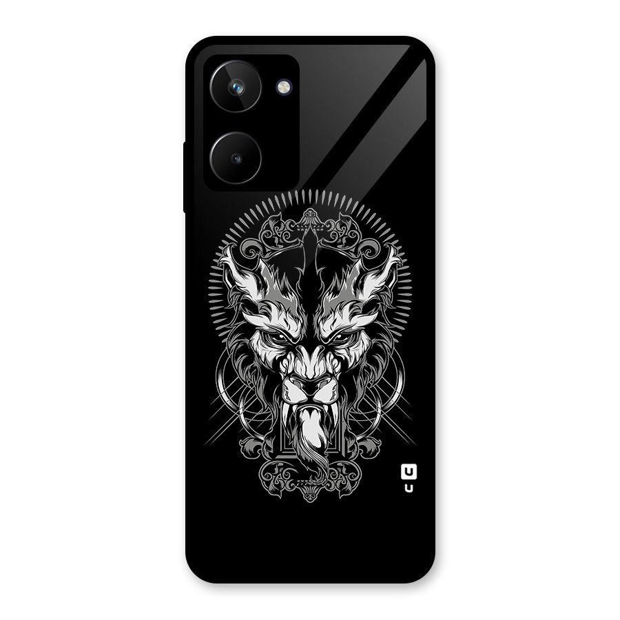 Pencil Art Lion Illustration Glass Back Case for Realme 10
