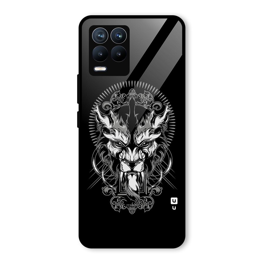 Pencil Art Lion Illustration Glass Back Case for Realme 8