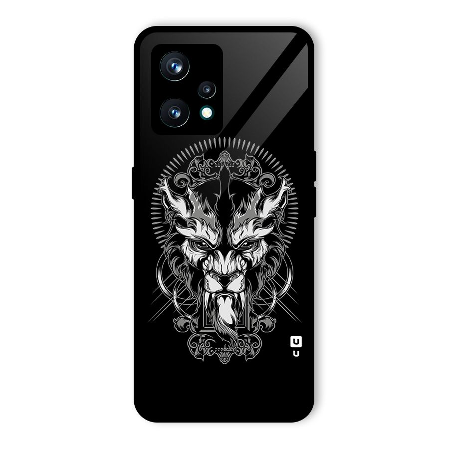 Pencil Art Lion Illustration Glass Back Case for Realme 9 Pro Plus 5G