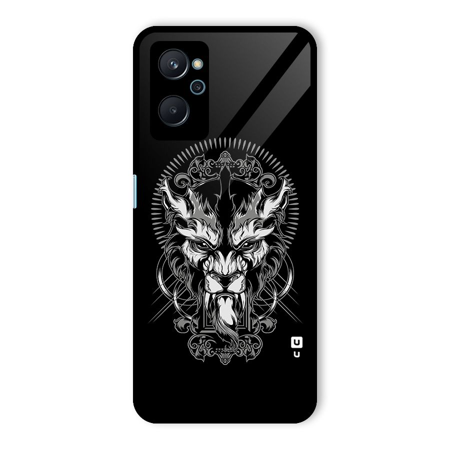 Pencil Art Lion Illustration Glass Back Case for Realme 9i