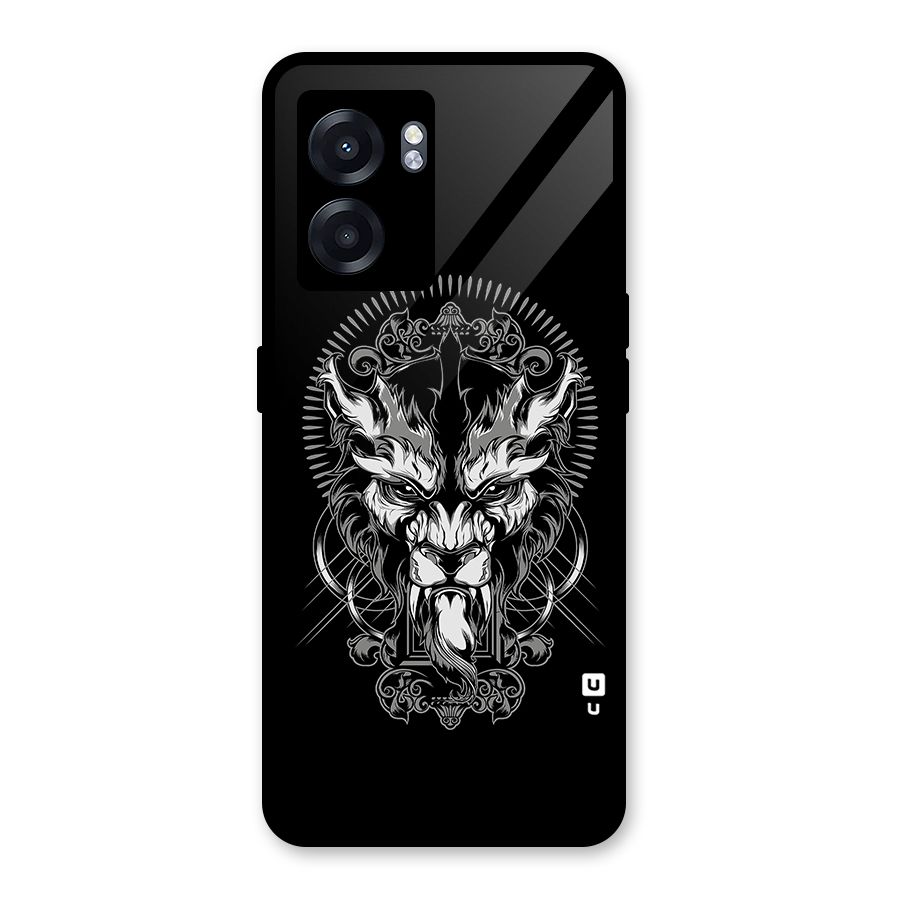 Pencil Art Lion Illustration Glass Back Case for Realme Narzo 50 5G