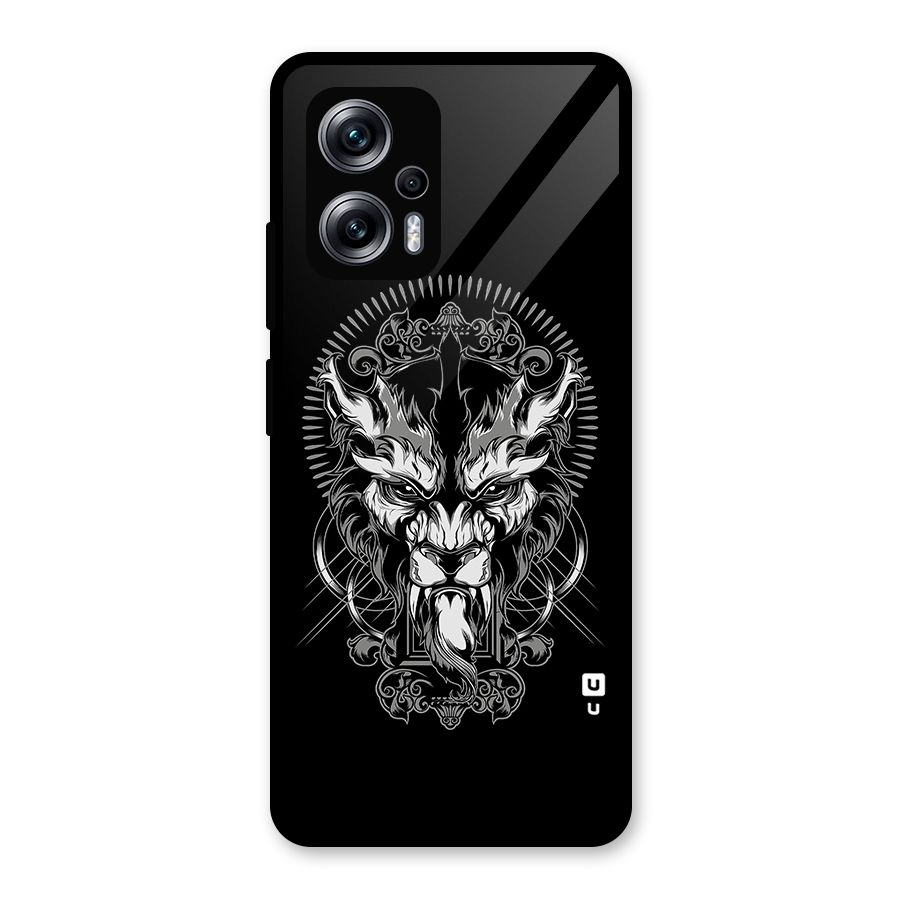 Pencil Art Lion Illustration Glass Back Case for Redmi K50i