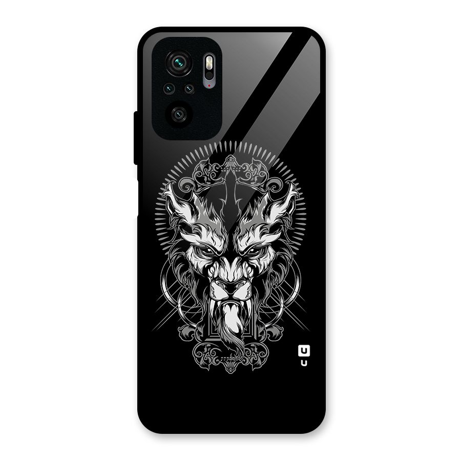 Pencil Art Lion Illustration Glass Back Case for Redmi Note 11 SE