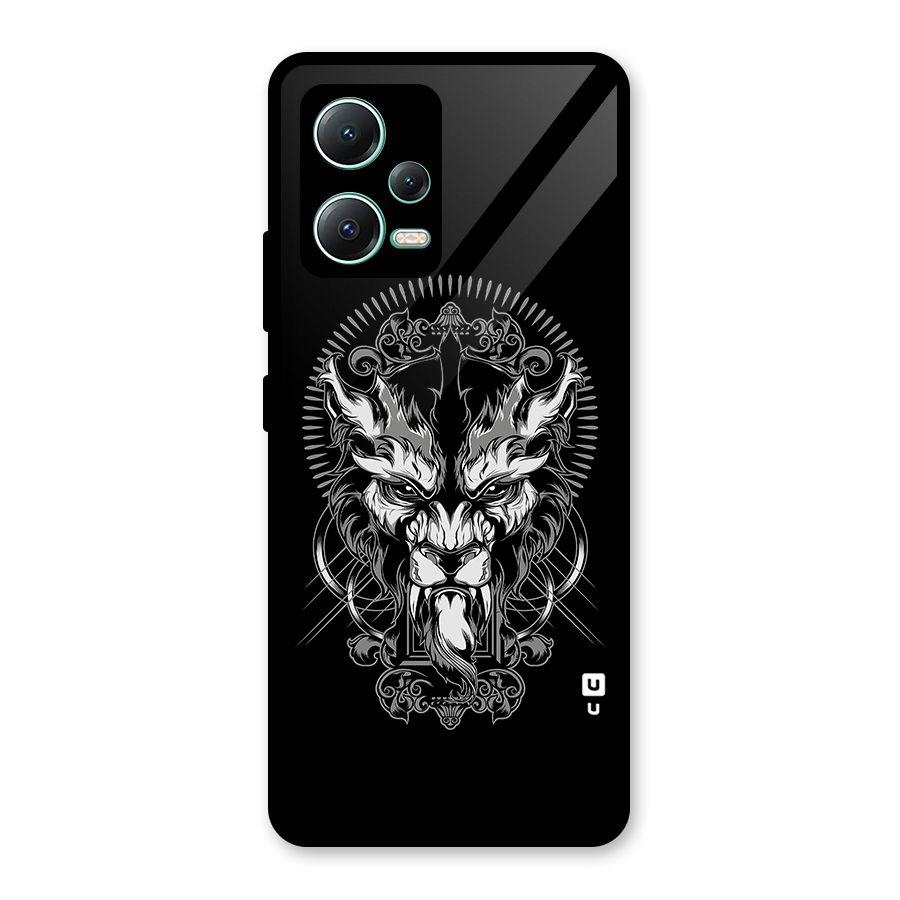 Pencil Art Lion Illustration Glass Back Case for Redmi Note 12 5G