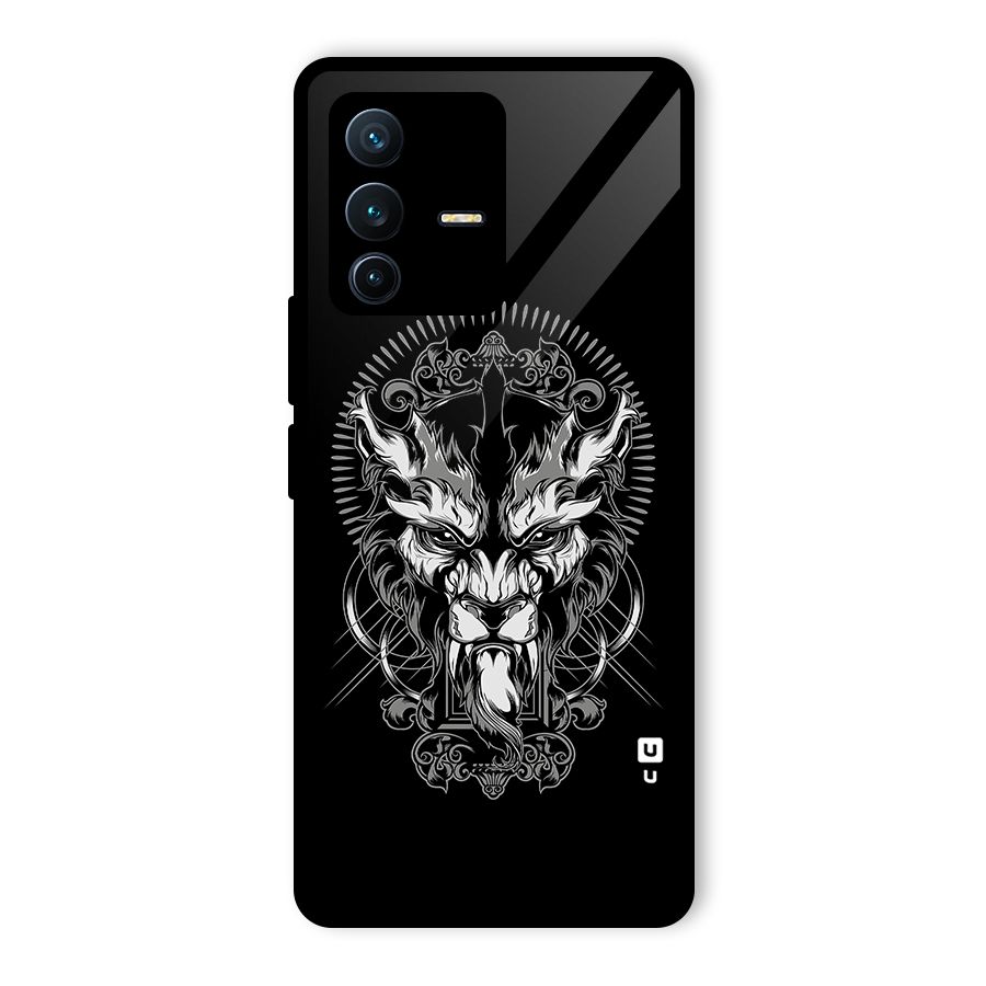 Pencil Art Lion Illustration Glass Back Case for Vivo V23 Pro