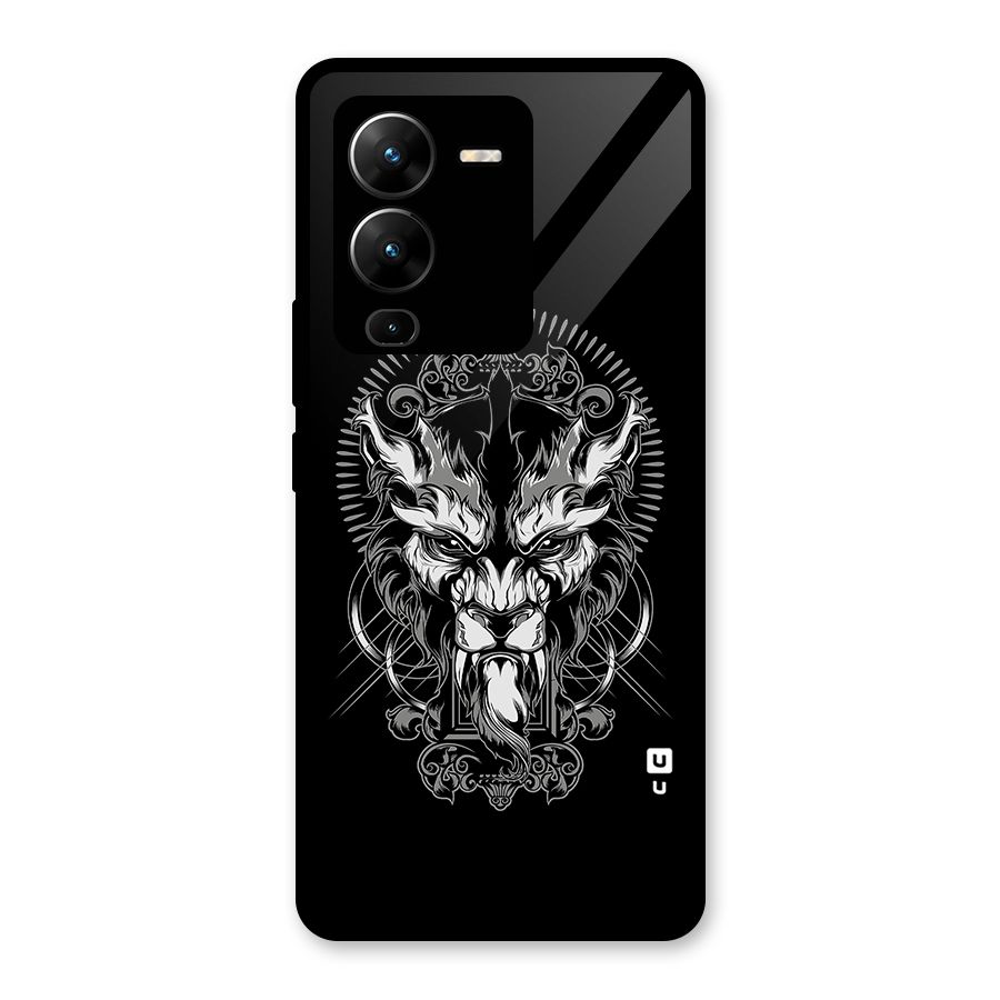 Pencil Art Lion Illustration Glass Back Case for Vivo V25 Pro