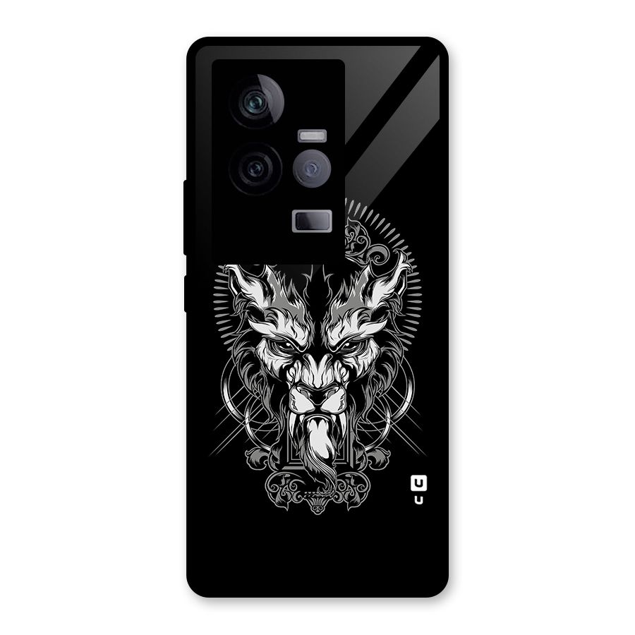 Pencil Art Lion Illustration Glass Back Case for Vivo iQOO 11 5G