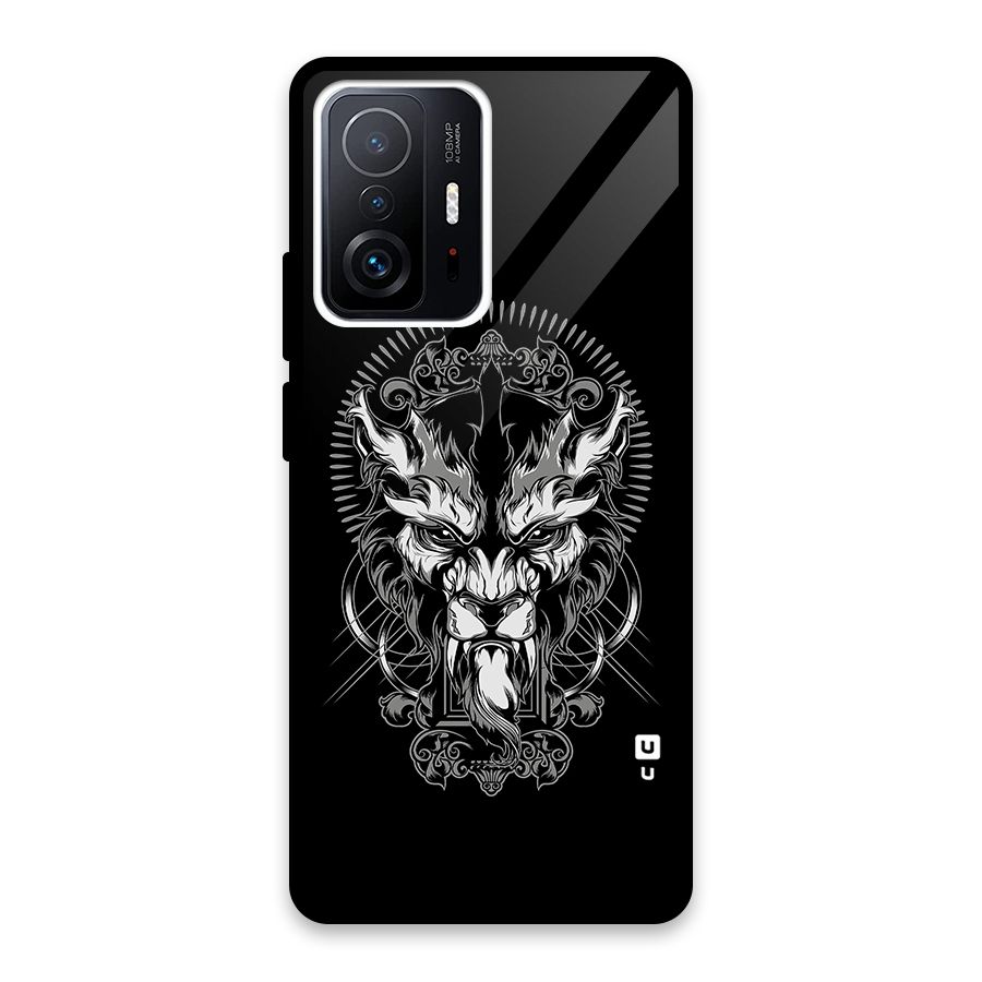 Pencil Art Lion Illustration Glass Back Case for Xiaomi 11T Pro