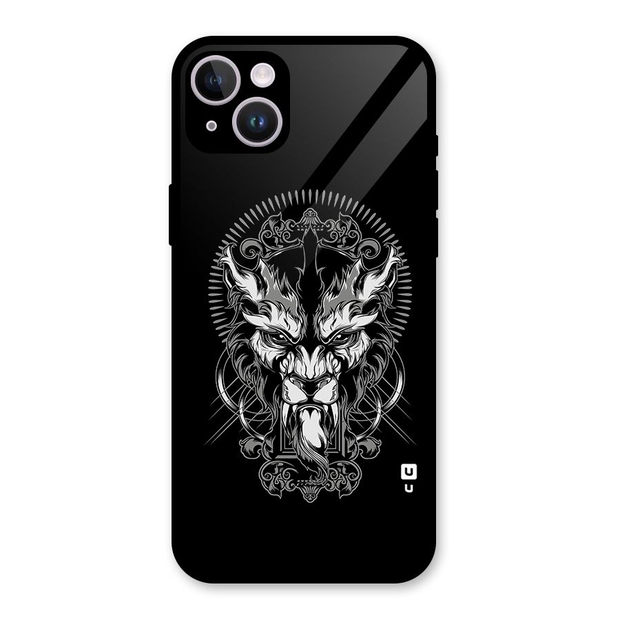 Pencil Art Lion Illustration Glass Back Case for iPhone 14 Plus