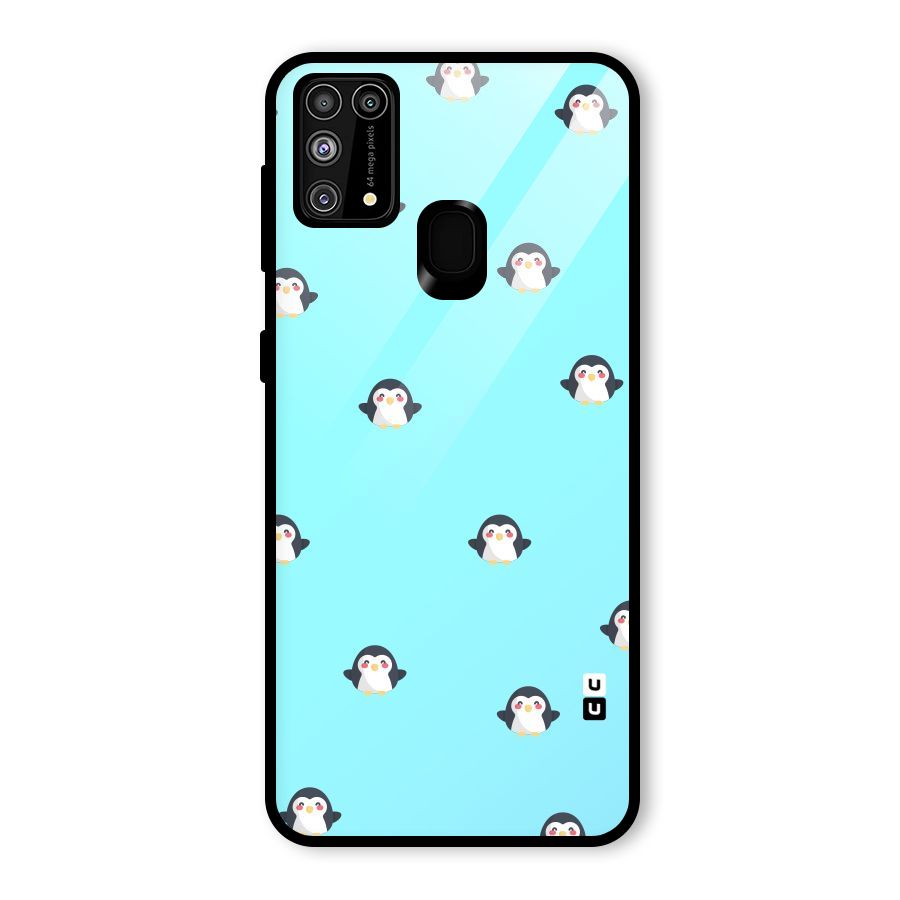 Penguins Pattern Print Glass Back Case for Galaxy F41
