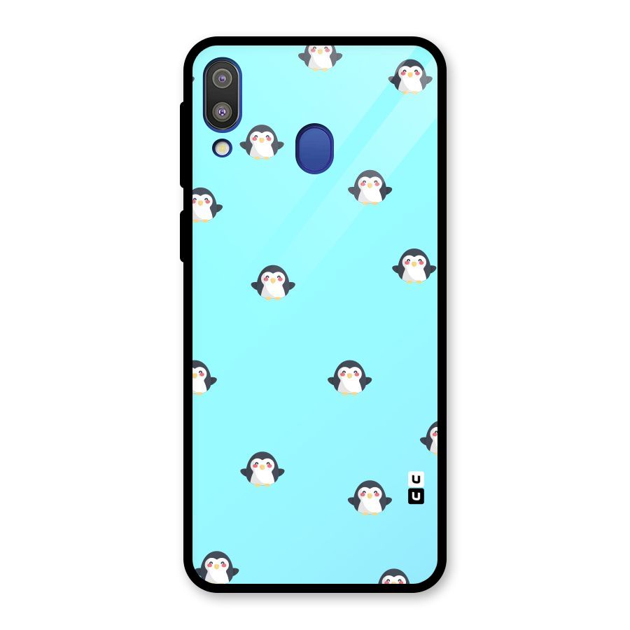 Penguins Pattern Print Glass Back Case for Galaxy M20