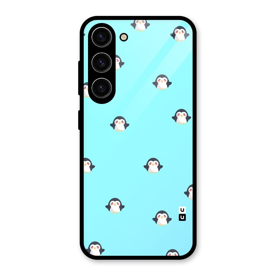 Penguins Pattern Print Glass Back Case for Galaxy S23