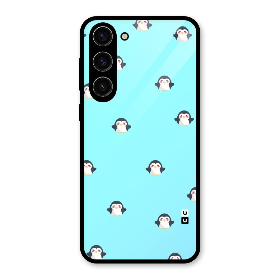 Penguins Pattern Print Glass Back Case for Galaxy S23 Plus