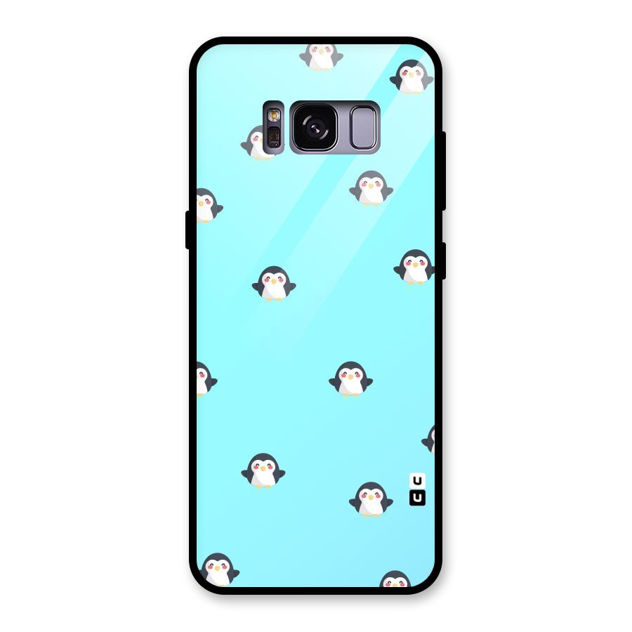 Penguins Pattern Print Glass Back Case for Galaxy S8