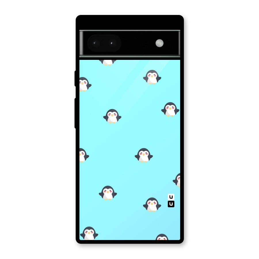 Penguins Pattern Print Glass Back Case for Google Pixel 6a