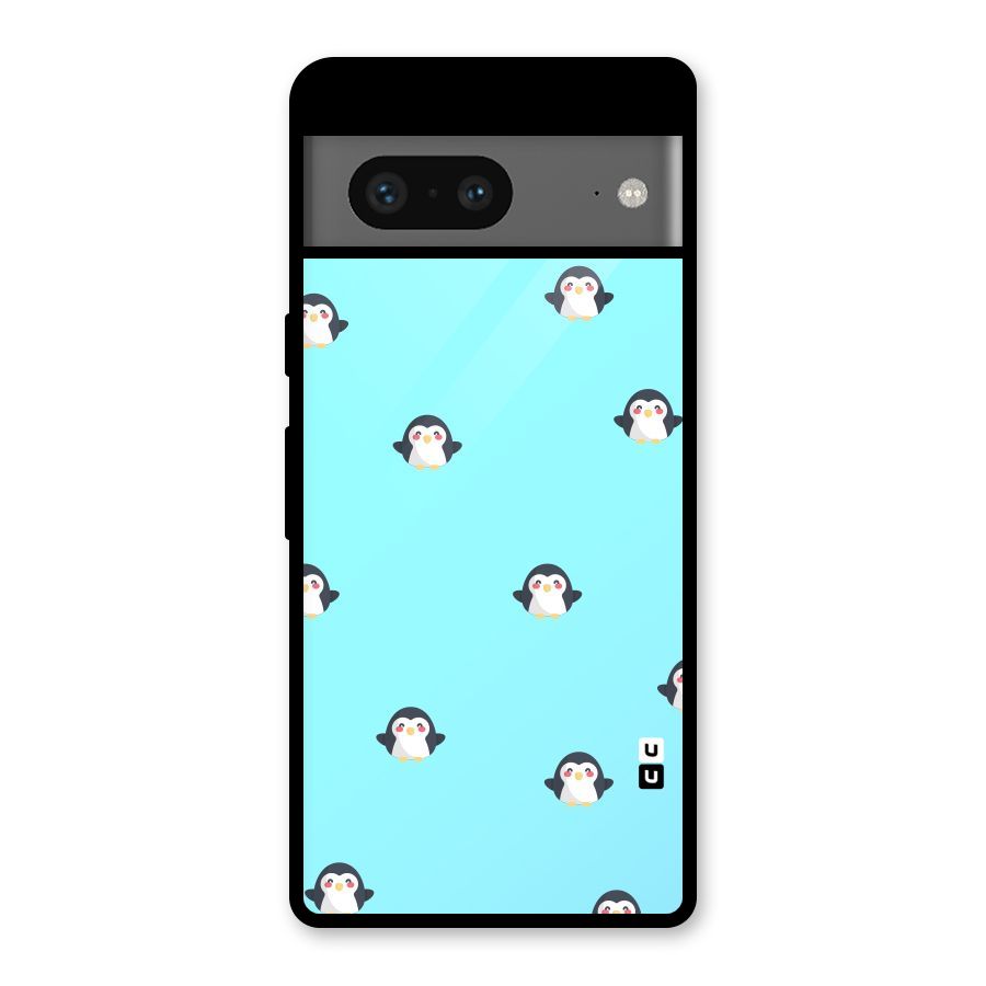 Penguins Pattern Print Glass Back Case for Google Pixel 7