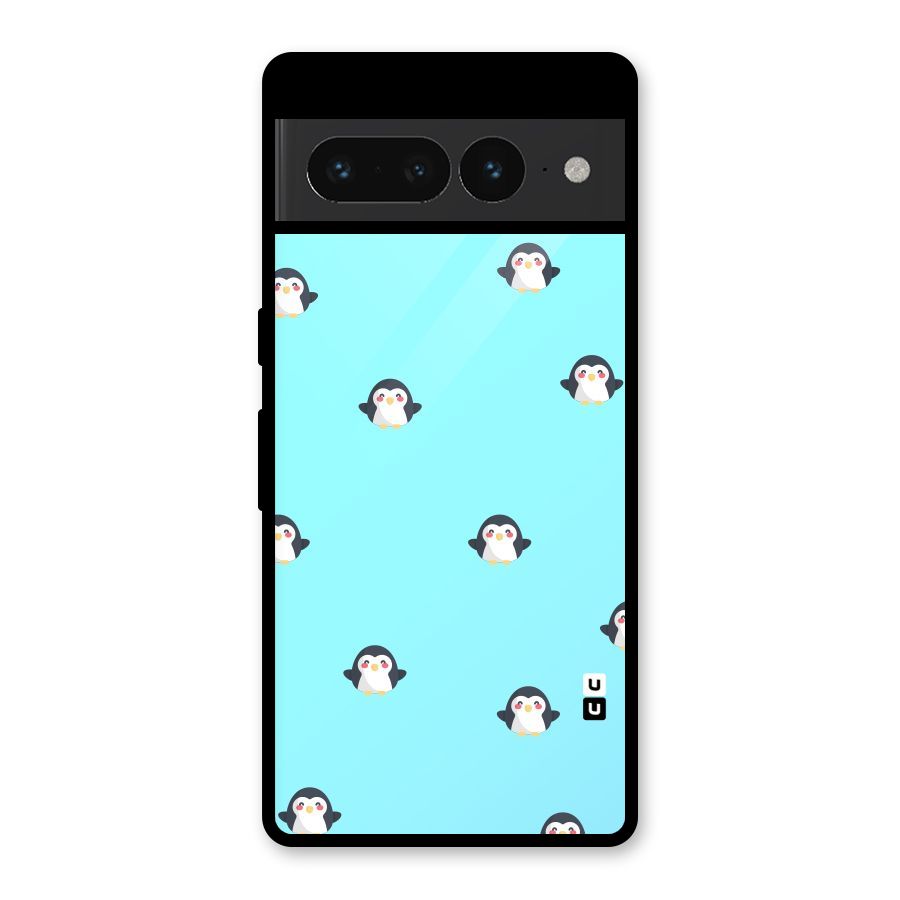 Penguins Pattern Print Glass Back Case for Google Pixel 7 Pro